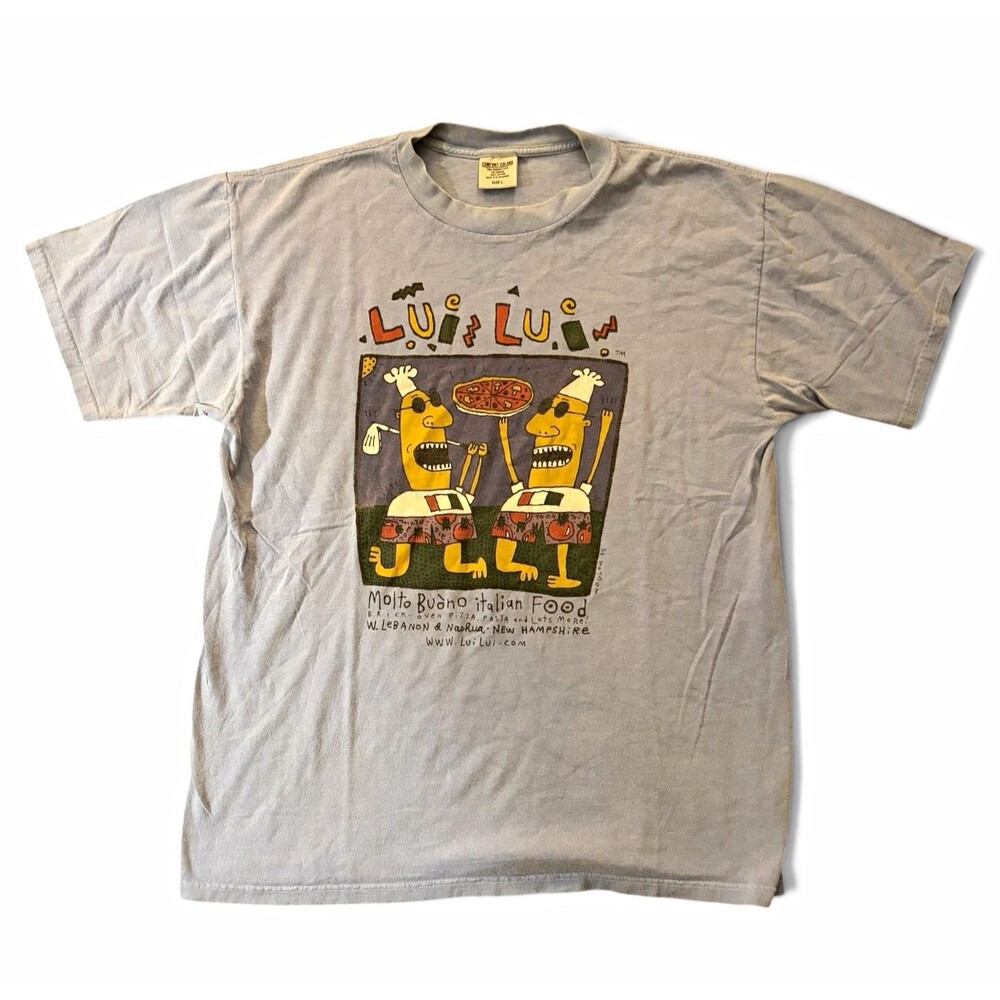 Vintage Charlie Woglom LuLu Molto Buono Italian Food Graphic Tee Men’s Size L
